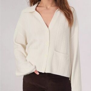 rag & bone Women's Ivory 100% cashmere Cardigan sweater